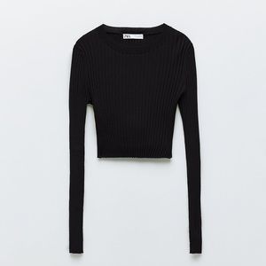Zara Crew Neck Ribbed Sweater Top
